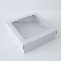 Коробка с отдельной крышкой с окном 28x28x7 см белая