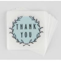Наклейки Thank you голубые 4x4 см (упаковка 50 шт)