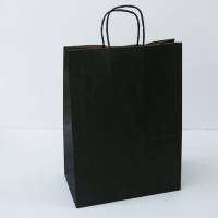 Пакет бумажный 26х35х15 см с кручеными ручками, черный
