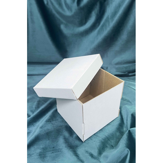 Коробка с отдельной крышкой 14x14x14 см белая