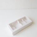 Коробка для пирожных 22,5х11х4 см с окном белая