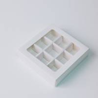 Коробка для конфет 9 шт 14,5x14,5x3,5 см белая