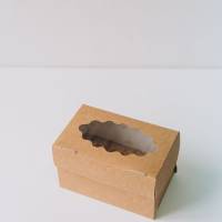 Коробка для 2 капкейков 16х10х10 см крафт