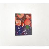 Открытка Новогодний фрукт 8x6 см