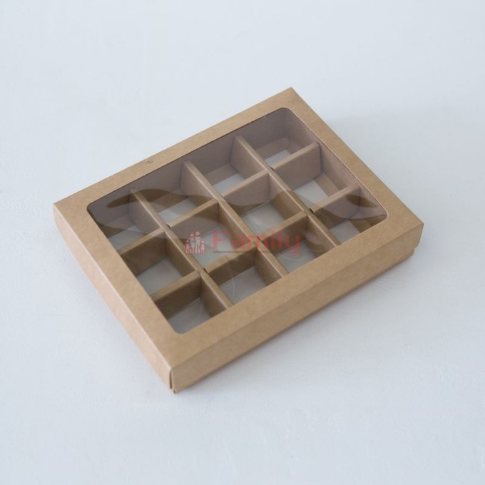 Коробка для конфет на 12 шт 19x15x3,5 см крафт