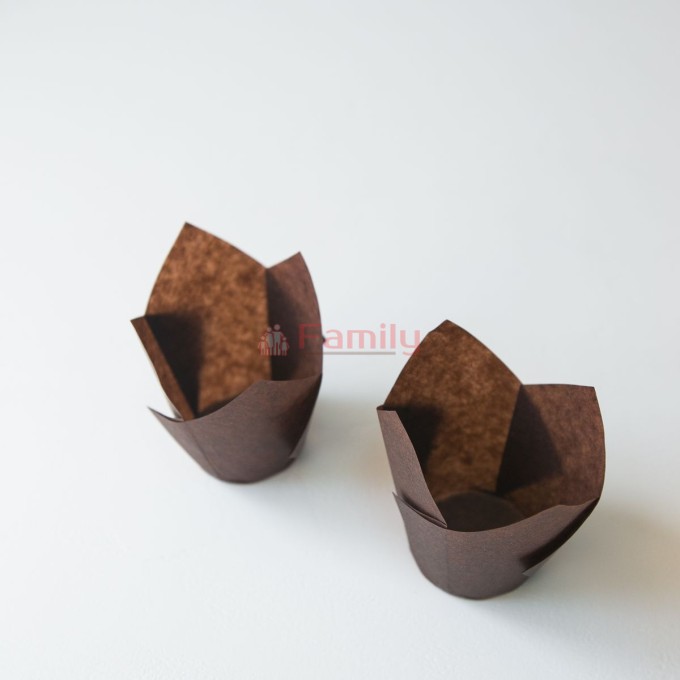 Форма для выпечки Тюльпан коричневый 5x8 см 200 шт (1 шт 3 руб)