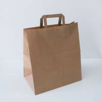 Пакет бумажный 24х28х14 см с плоскими ручками, крафт