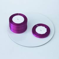 Лента атласная 1 см темно фиолетовый 23 м №029