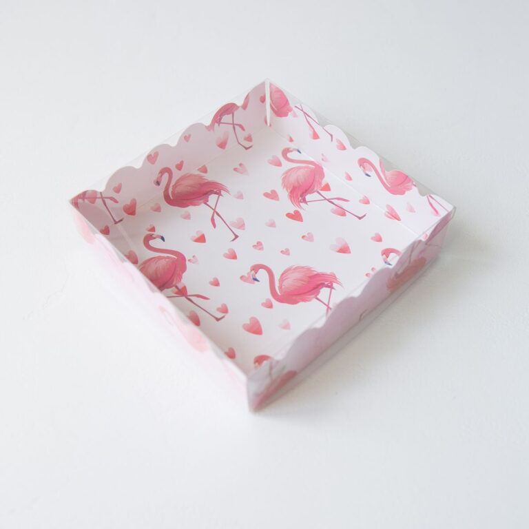 Коробка для печенья 12x12x3 см Фламинго