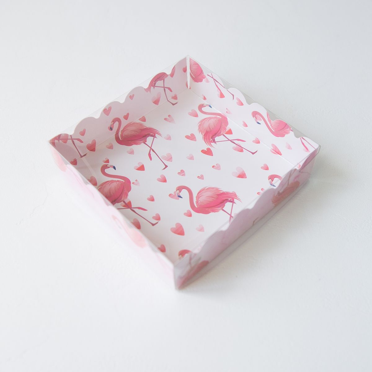 Коробка для печенья 12x12x3 см Фламинго